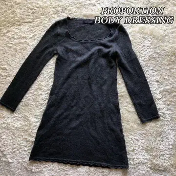 프로포션 바디 드레싱 니트 원피스 그레이