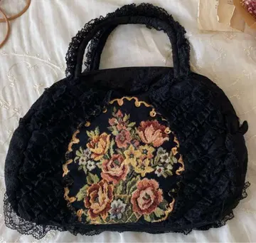 vintage 빈티지 앤티크 자수 레이스 보스턴 백