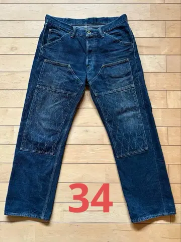 트로피 클로징 34 W 니 데님 체크 무늬 깃발