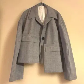 그레이 테일러드 자켓 36 얇은 소재 울 100%
