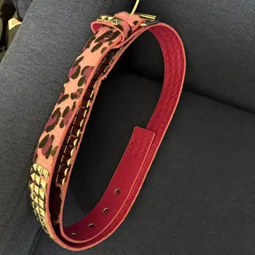 레오파드 무늬 스터드 벨트