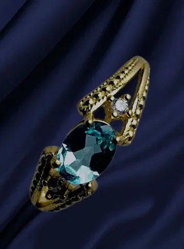 귀여운 아쿠아 마린 골드 실버 반지