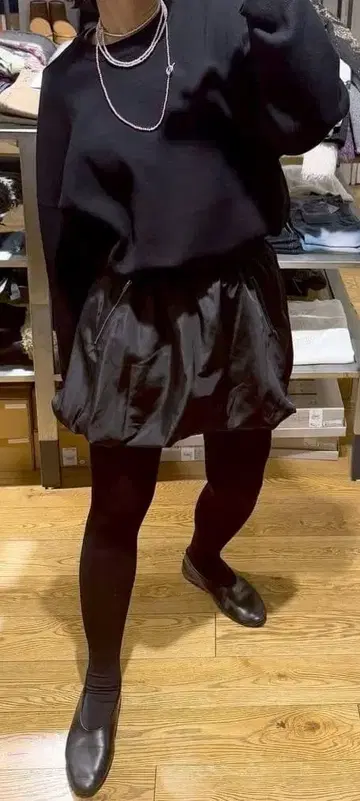 JEANASIS 벌룬 미니 스커트 블랙