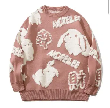 [새상품] 토끼 니트 핑크 남성용 여성용 겨울 의류 빅 사이즈