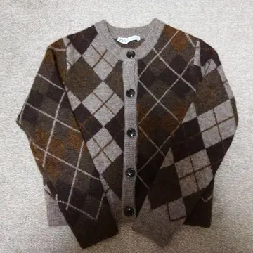 ZARA 아가일 무늬 가디건 EUR S