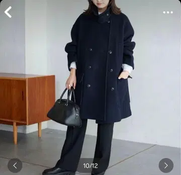 새상품급 완판템 슬로브 이에나 멜톤 빅 코트 빅 실루엣 네이비 38