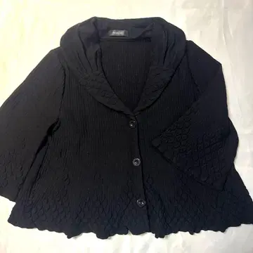 잉게보그 블랙 리브 가디건 7부 소매