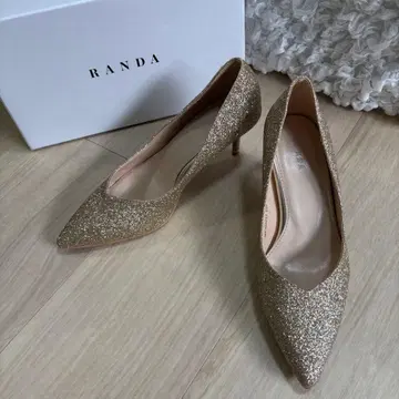 [ 새상품급 ] RANDA 골드 글리터 하이힐 스틸레토