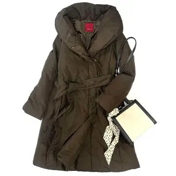 아마카 숄카라 롱 다운 코트 브라운 38 심리스 A라인