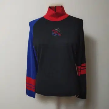 스톤 자수 하이넥 스웨터 블랙, 블루, 레드