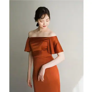 테라코타 오프숄더 드레스 L 사이즈 촬영용 드레스 2차 모임용 드레스
