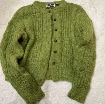 빈티지 모헤어 가디건 90s 라이트 그린 옐로우 그린