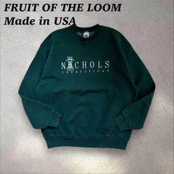 USA 후르츠 오브 더 룸 90년대 맨투맨 칼리지 프린트 그린