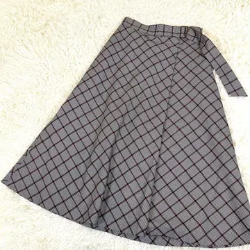 에피팜 온워드 글렌체크 하운드투스 랩 스타일 플레어 롱 스커트