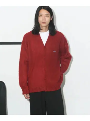 nano universe 페니스 별주 모헤어 터치 가디건 빨간색