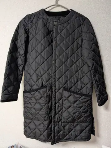 블랙 퀼팅 자켓 롱 기장