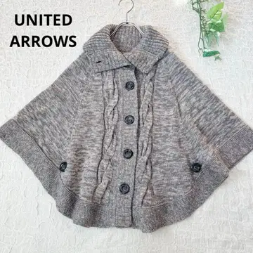리듬 오브 라이프 UNITED ARROWS 케이블 짜임 니트 판초 그레이