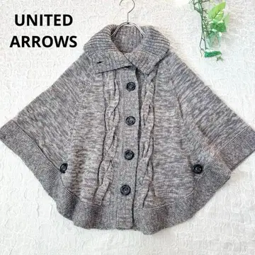 리듬 오브 라이프 UNITED ARROWS 케이블 짜임 니트 판초 그레이