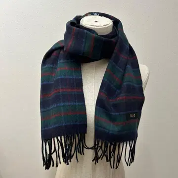 새상품 DAKS 울 머플러 체크 무늬 그린 네이비 레드