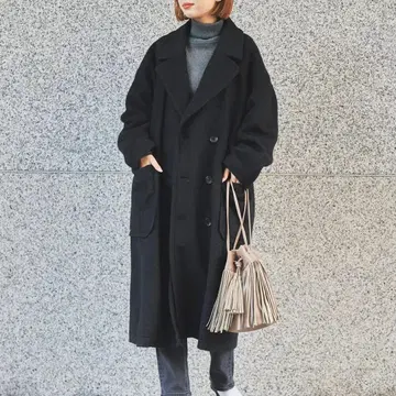 coen 울 혼방 슬라이버 니트 체스터 코트