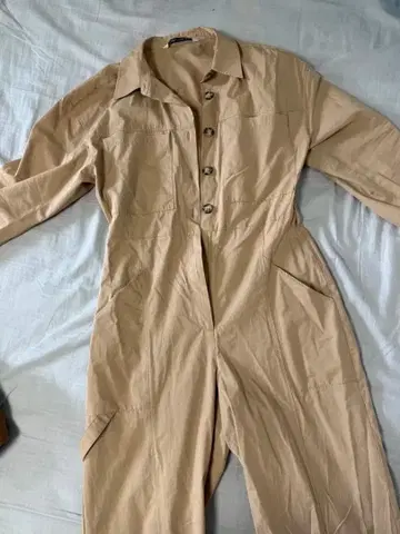 베이지 긴팔 셔츠 원피스