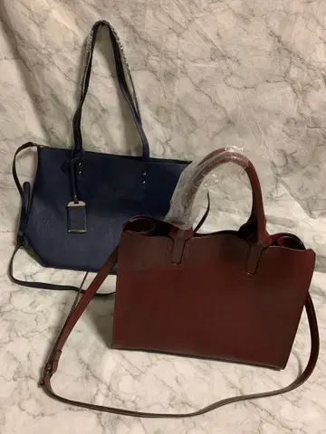 토트백 브라운과 다크 블루 2세트