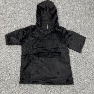 71 엠즈 블랙 검정 플리스 후드 부착 반팔 후드티