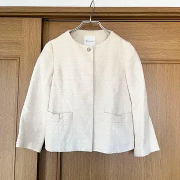 본머스리 새상품급 자켓 노카라 비쥬 버튼 리본