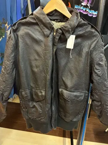 AIRBORNE 천연 가죽 다크 브라운 자켓 LT