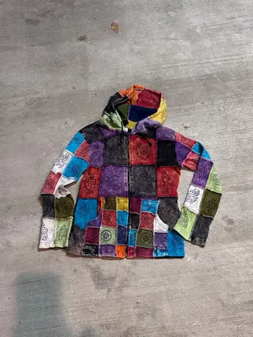 Multicolor patchwork hoodie y2k