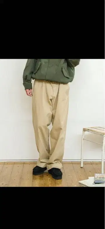 BONBON BLUETOWN 치노 팬츠 와이드 베이지