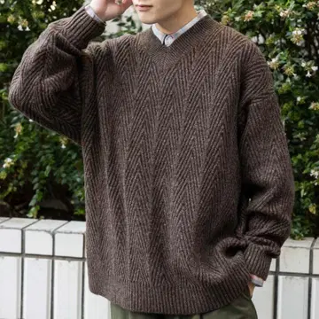 헤링본 V넥 니트 풀오버 nikoand -