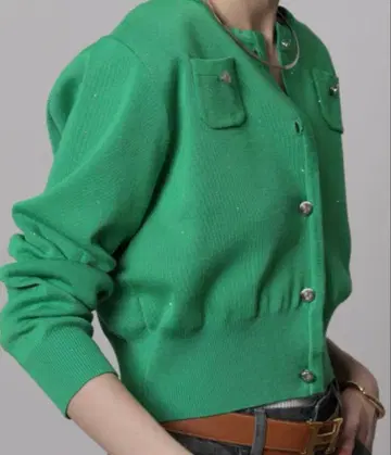 CADUNE/미니 포켓 자켓 가디건 니트 가디건 38