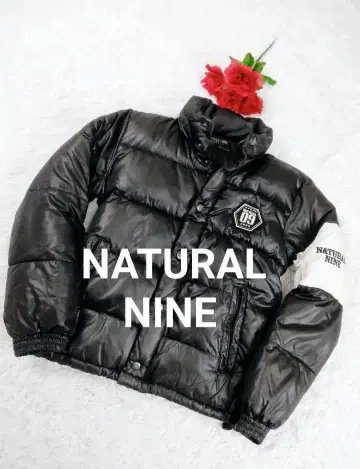 NATURAL NINE 자수 로고 다운 자켓 블랙 내추럴 나인