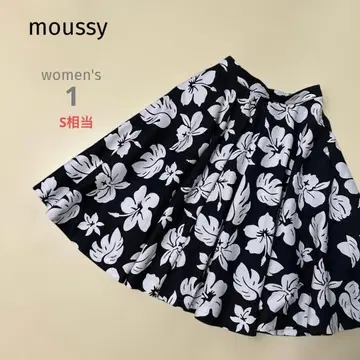 moussy 마우지 플레어 스커트 블랙 화이트 꽃무늬 여성용 1