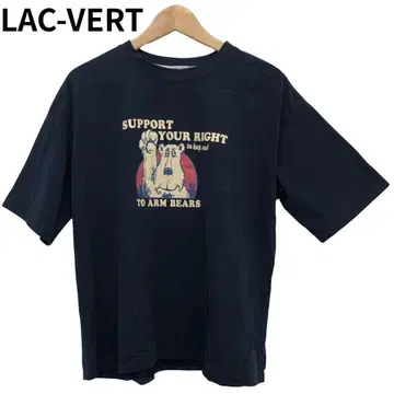 랙베일 블랙 애니멀 T셔츠 여성용 네이비 둥근넥 반팔