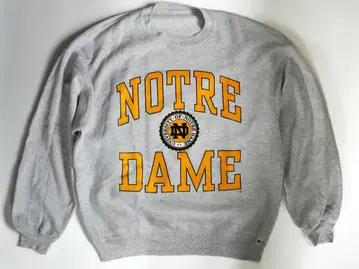 노트르담 맨투맨 그레이 구제 의류 정면 프린트 RUSSEL