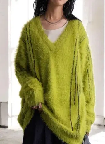 안티카 샤기 니트 라임