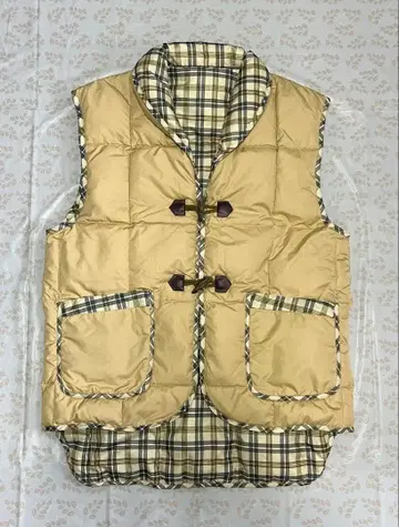 교토 니시카와 다운 베스트 M~L 베이지 깃털 포함 워셔블 [새상품]