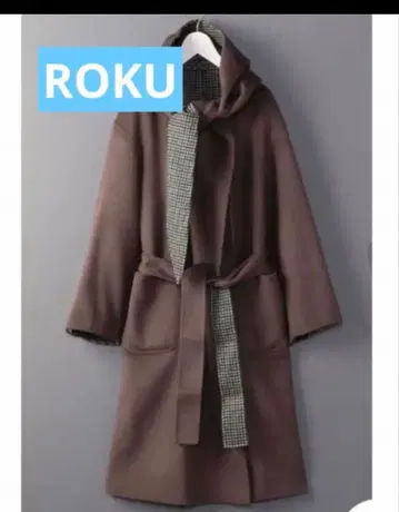 ROKU 리버서블 가운 체크 코트 로쿠