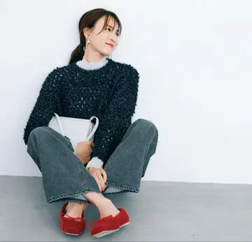 [ VERY ] BLANC 샤인 니트 네이비