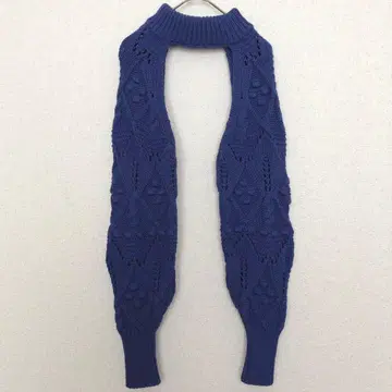 자라 | 슈퍼 크롭 니트 [ M ] 크로셰 팝콘 편직 하이넥 파랑