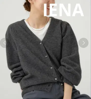 이에나 울 비쥬 버튼 가디건 네이비 일본제 니트