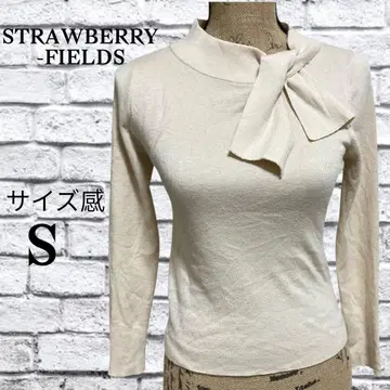 P40 스트로베리 필드 니트 리본 오비 하이넥 긴팔 울 혼방