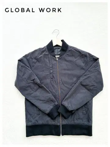 GLOBAL WORK 베이직 MA-1형 블루종 M 블랙에 가까운 네이비