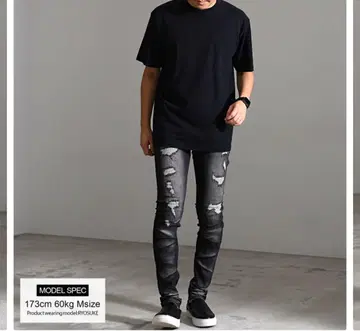 SILVER BULLET 데미지 데님 스키니 블랙 M 사이즈