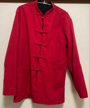 차이나 자켓 리버서블 빨간색 블랙 토글 버튼