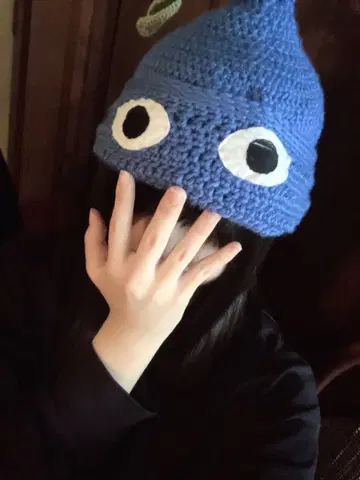 피크민 모자 손뜨개질 블루 파랑