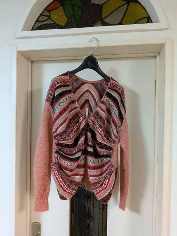 sunaokuwahara 핑크 계열 스트라이프 가디건