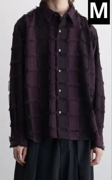 Casper John 바리아스 루즈 셔츠 체크 프린지 와인 퍼플